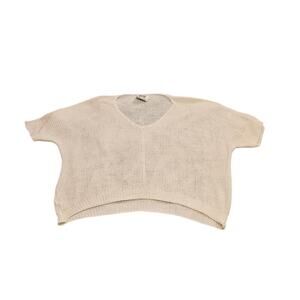 Brand Bazar Size Large White Knit Short Sleeve Shirt